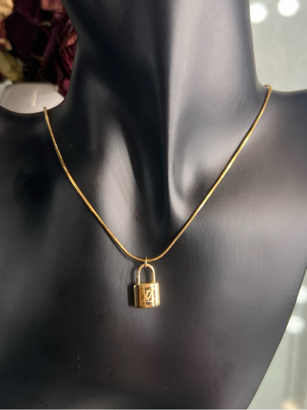 Gold Padlock Pendant Necklace